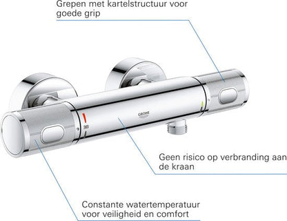 De GROHE Precision Feel thermostatische douchemengkraan in chroom 12CM