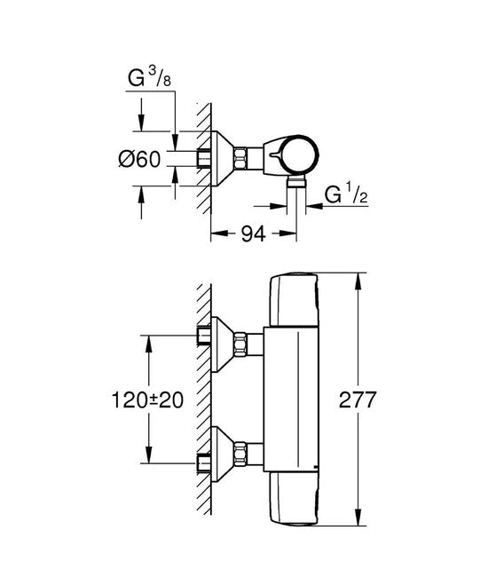 GROHE Precision Trend New Thermostatische Douchekraan - 12 cm - Chroom